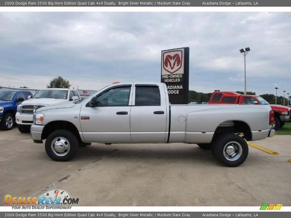 2009 Dodge Ram 3500 Big Horn Edition Quad Cab 4x4 Dually Bright Silver Metallic / Medium Slate Gray Photo #2