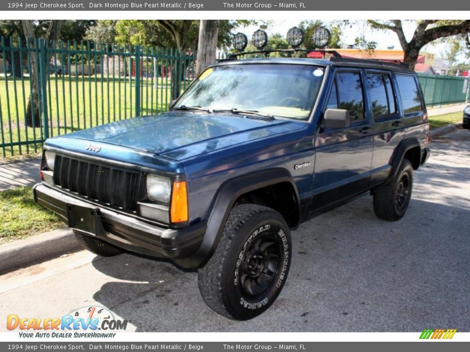 1994 Jeep Cherokee Sport Dark Montego Blue Pearl Metallic / Beige Photo #1