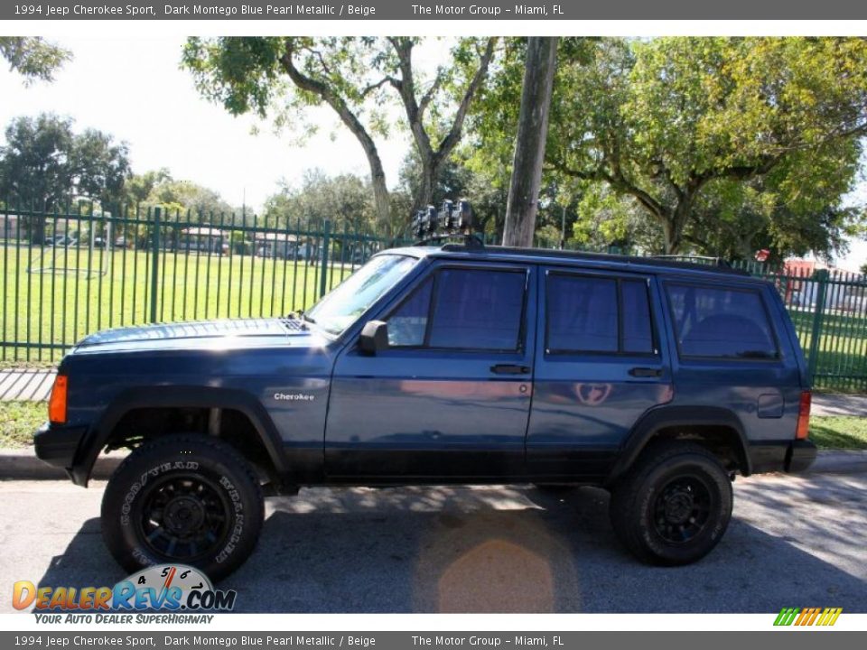 1994 Jeep Cherokee Sport Dark Montego Blue Pearl Metallic / Beige Photo #3