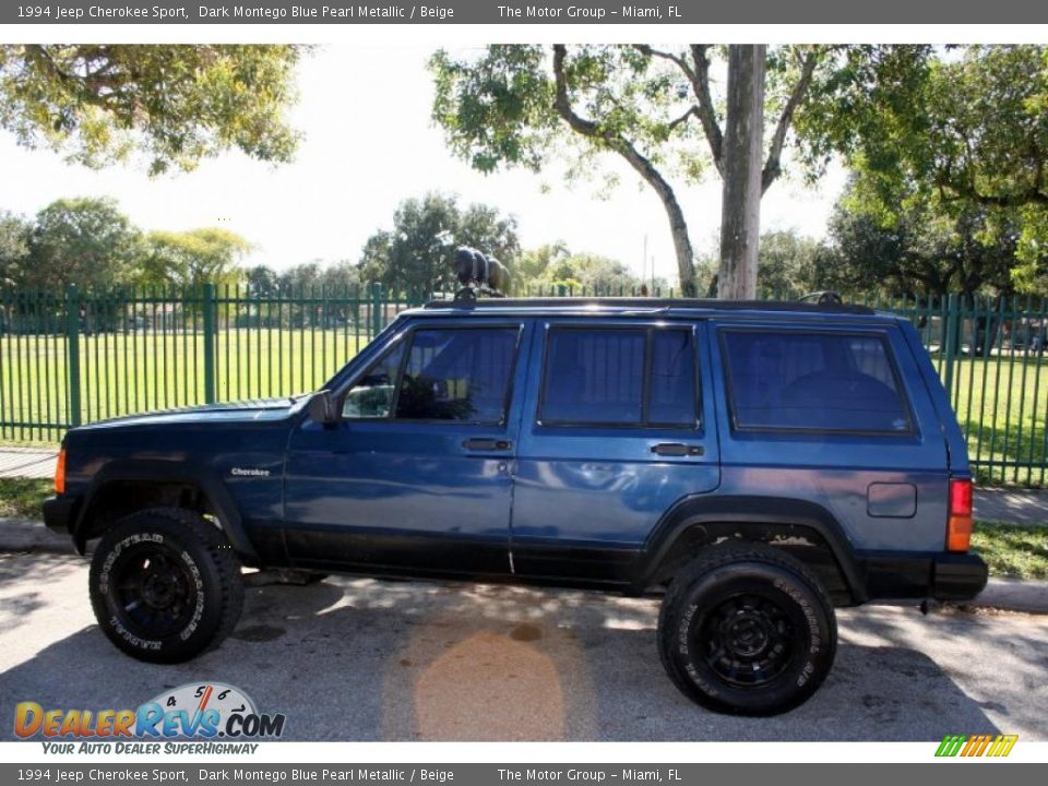 1994 Jeep Cherokee Sport Dark Montego Blue Pearl Metallic / Beige Photo #4