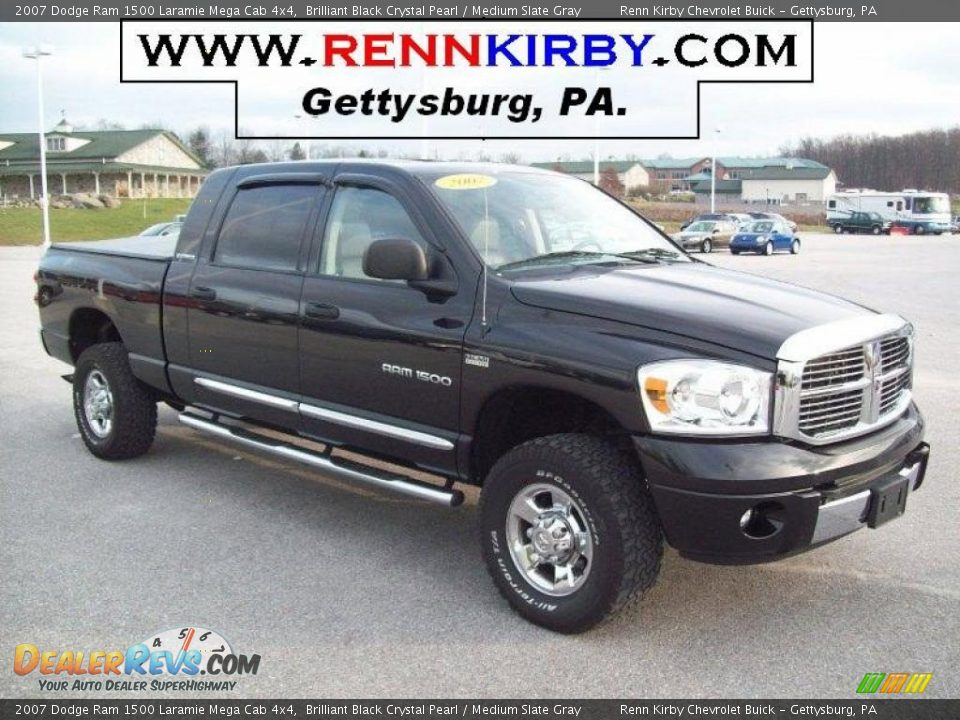 2007 Dodge Ram 1500 Laramie Mega Cab 4x4 Brilliant Black Crystal Pearl / Medium Slate Gray Photo #1