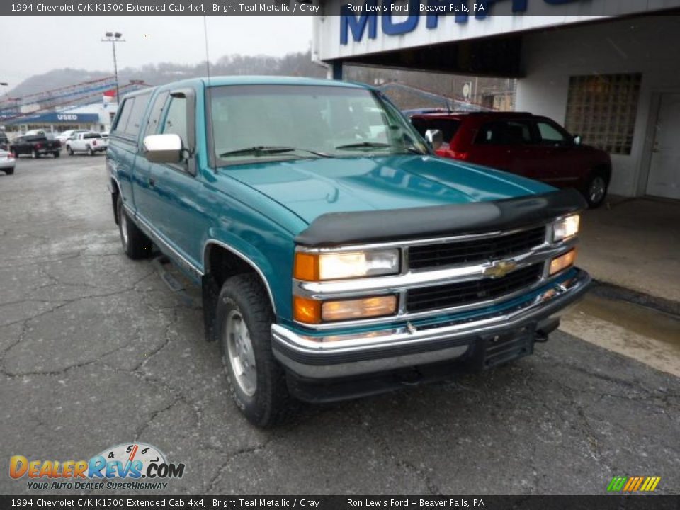 1994 Chevrolet C/K K1500 Extended Cab 4x4 Bright Teal Metallic / Gray Photo #3