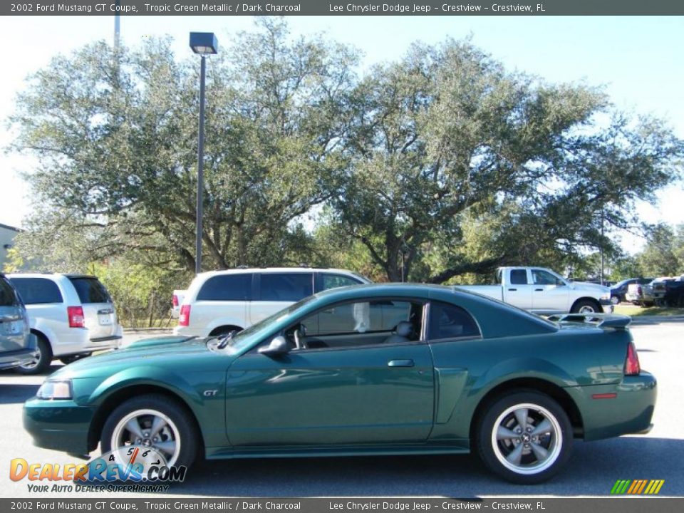 2002 Ford Mustang GT Coupe Tropic Green Metallic / Dark Charcoal Photo #2