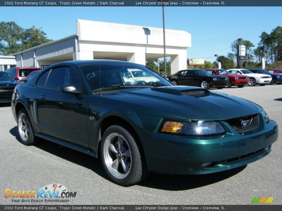2002 Ford Mustang GT Coupe Tropic Green Metallic / Dark Charcoal Photo #7
