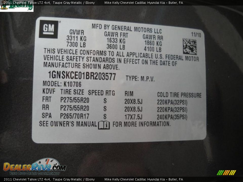 2011 Chevrolet Tahoe LTZ 4x4 Taupe Gray Metallic / Ebony Photo #10