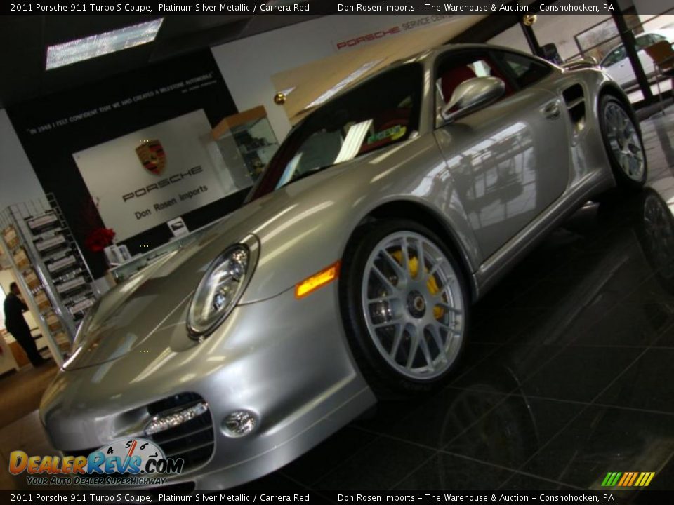 2011 Porsche 911 Turbo S Coupe Platinum Silver Metallic / Carrera Red Photo #1