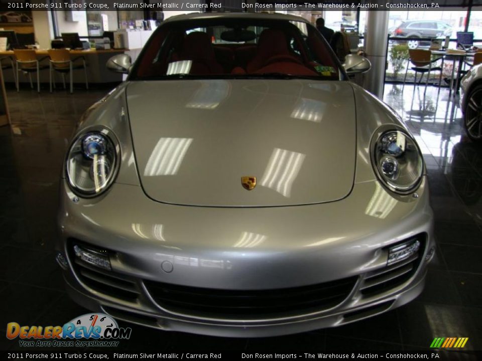 2011 Porsche 911 Turbo S Coupe Platinum Silver Metallic / Carrera Red Photo #3