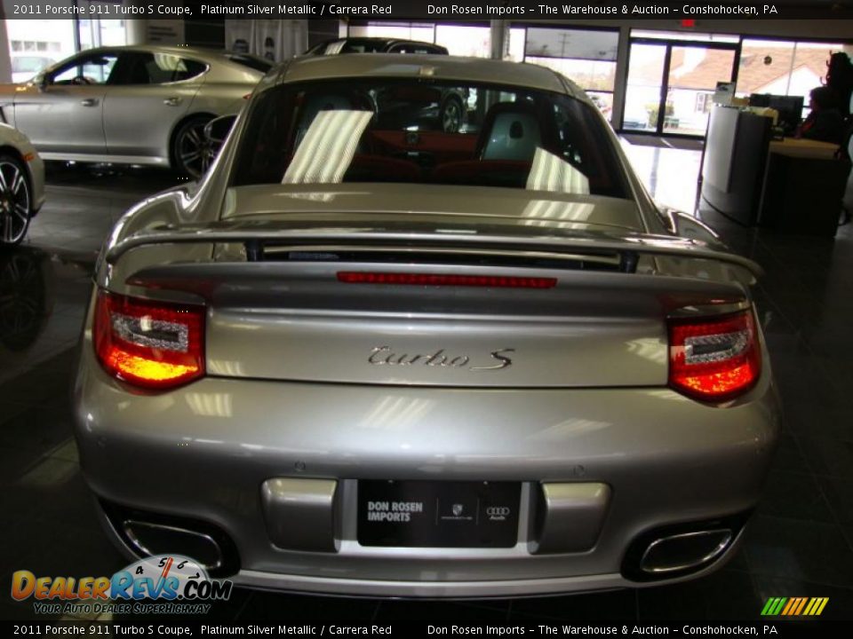 2011 Porsche 911 Turbo S Coupe Platinum Silver Metallic / Carrera Red Photo #8