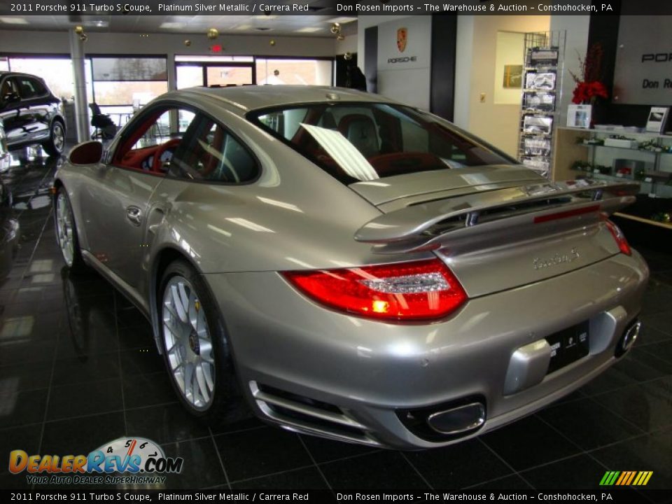 2011 Porsche 911 Turbo S Coupe Platinum Silver Metallic / Carrera Red Photo #9