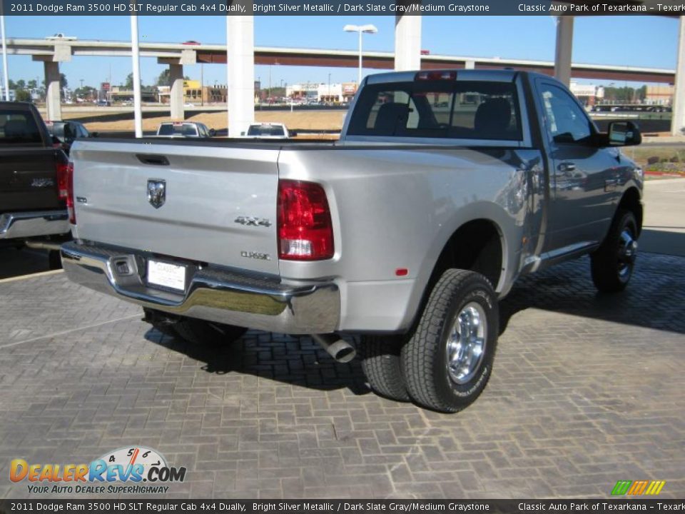 2011 Dodge Ram 3500 HD SLT Regular Cab 4x4 Dually Bright Silver Metallic / Dark Slate Gray/Medium Graystone Photo #4