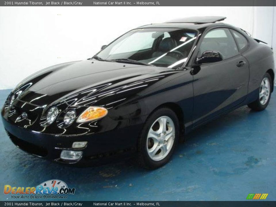 2001 Hyundai Tiburon Jet Black / Black/Gray Photo #1