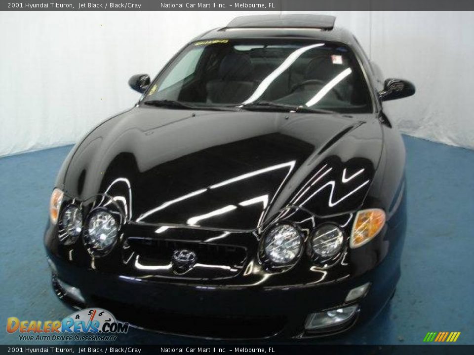 2001 Hyundai Tiburon Jet Black / Black/Gray Photo #2