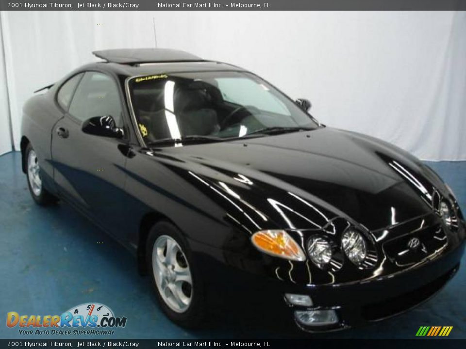 2001 Hyundai Tiburon Jet Black / Black/Gray Photo #4