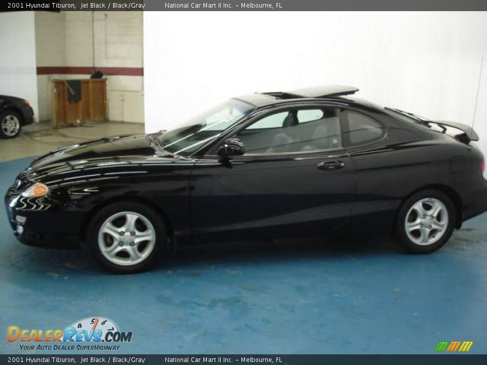 2001 Hyundai Tiburon Jet Black / Black/Gray Photo #6