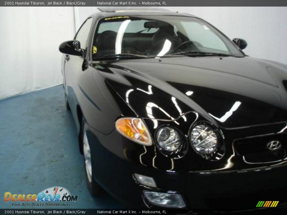 2001 Hyundai Tiburon Jet Black / Black/Gray Photo #7