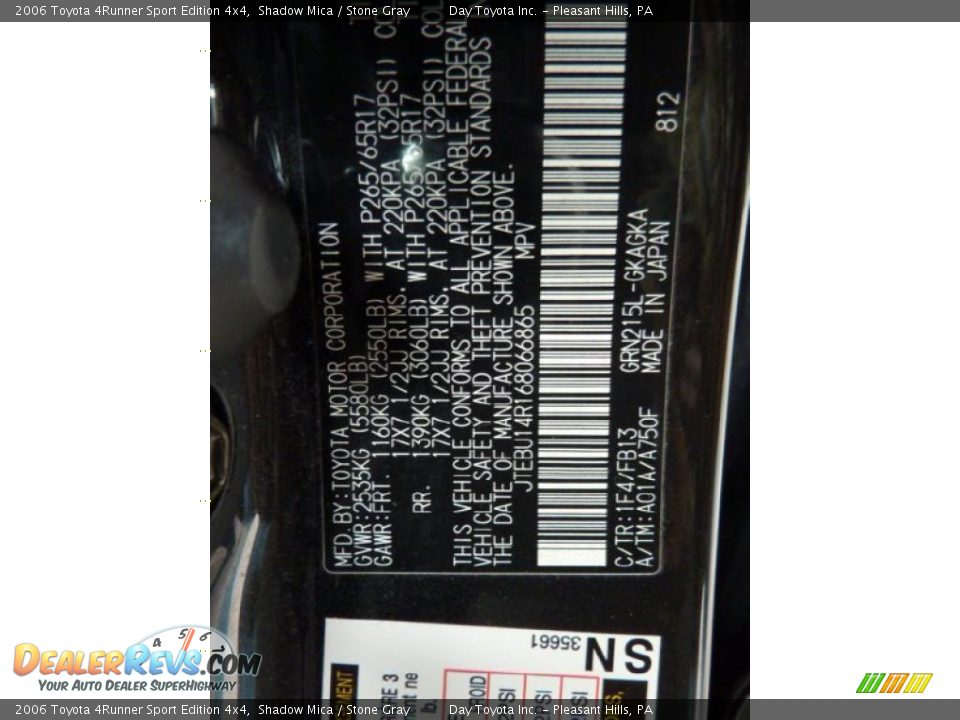 2006 Toyota 4Runner Sport Edition 4x4 Shadow Mica / Stone Gray Photo #14