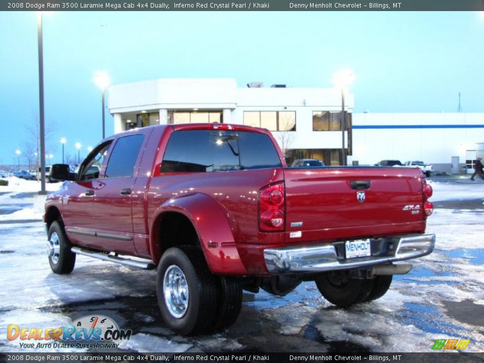 Inferno Red Crystal Pearl 2008 Dodge Ram 3500 Laramie Mega Cab 4x4 Dually Photo #3