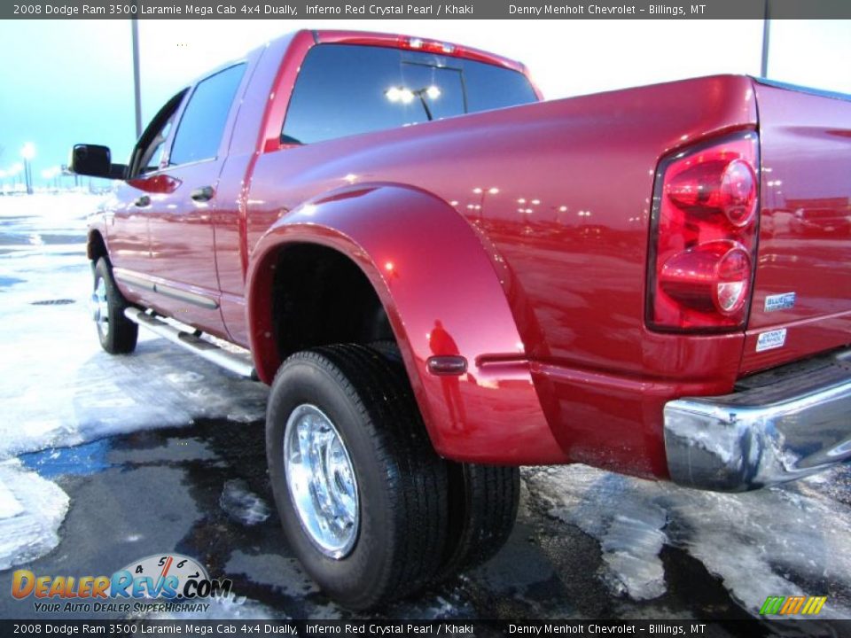 2008 Dodge Ram 3500 Laramie Mega Cab 4x4 Dually Inferno Red Crystal Pearl / Khaki Photo #11