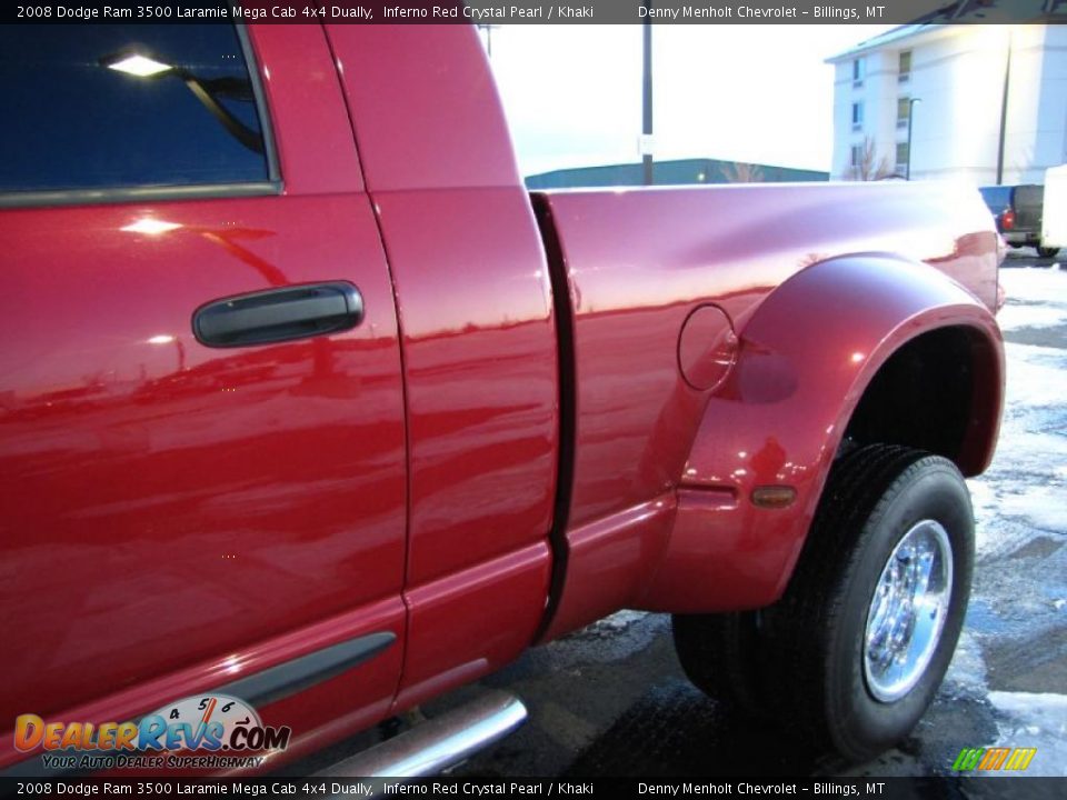 2008 Dodge Ram 3500 Laramie Mega Cab 4x4 Dually Inferno Red Crystal Pearl / Khaki Photo #12