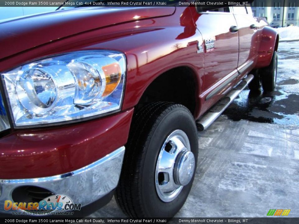 2008 Dodge Ram 3500 Laramie Mega Cab 4x4 Dually Inferno Red Crystal Pearl / Khaki Photo #13