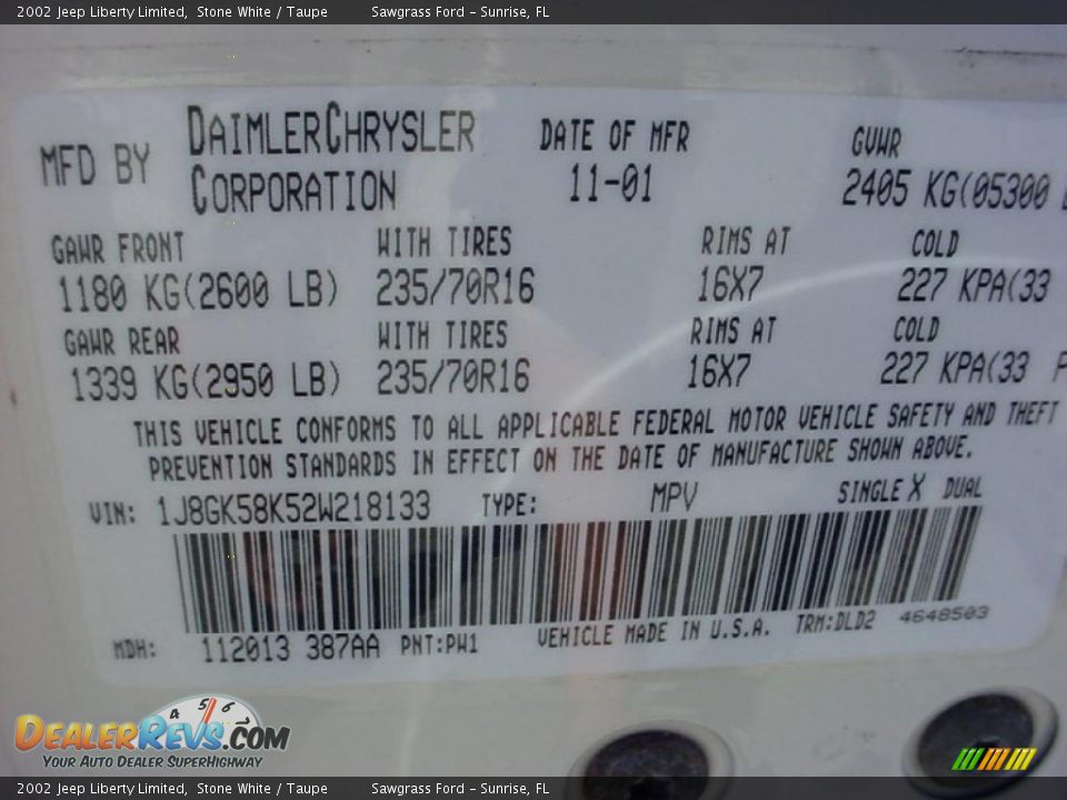 2002 Jeep Liberty Limited Stone White / Taupe Photo #30