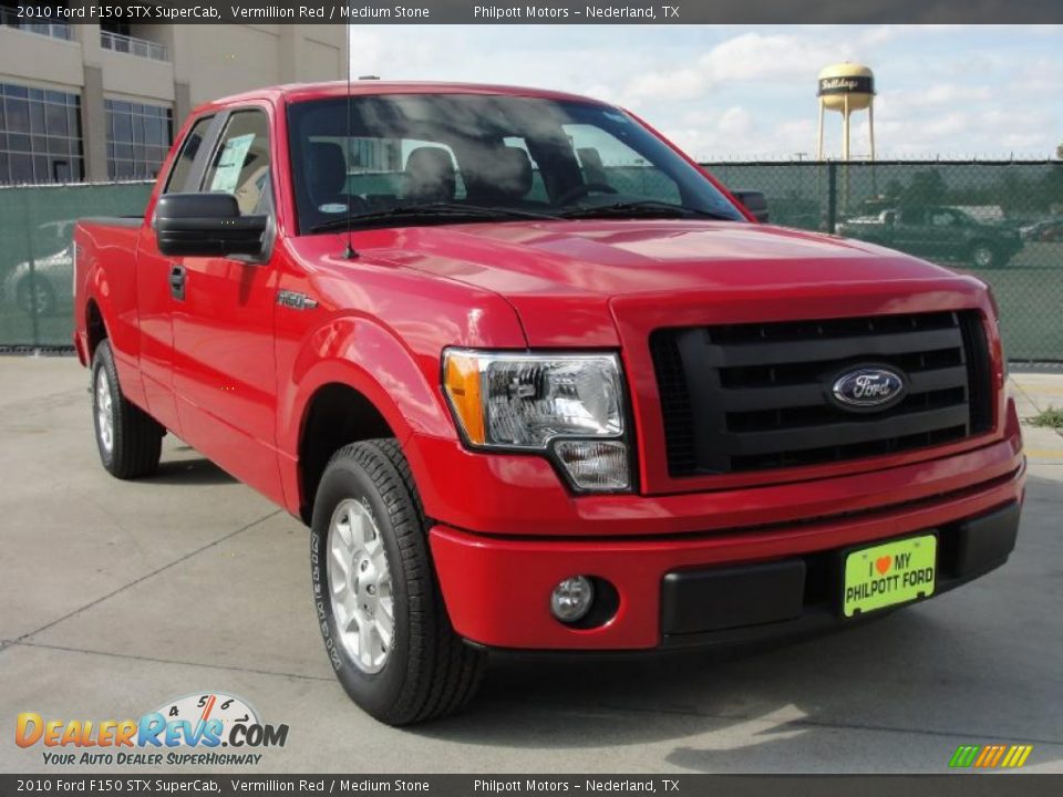2010 Ford F150 STX SuperCab Vermillion Red / Medium Stone Photo #1