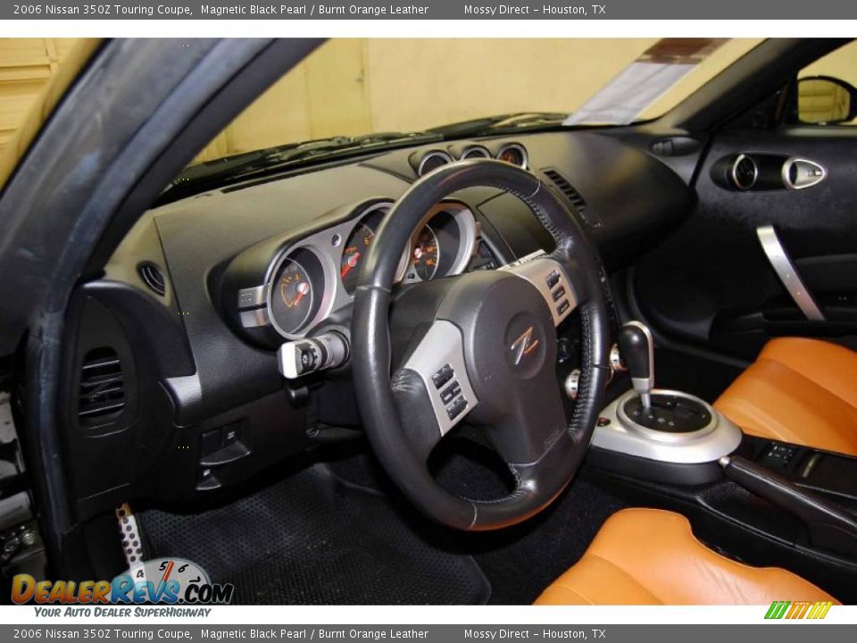 2006 Nissan 350Z Touring Coupe Magnetic Black Pearl / Burnt Orange Leather Photo #16