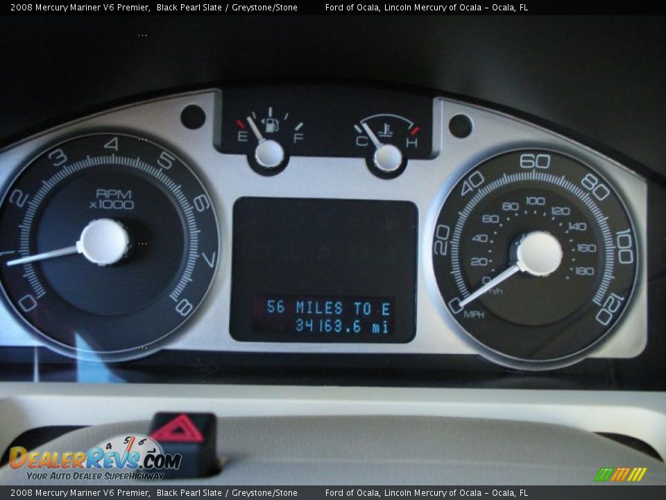 2008 Mercury Mariner V6 Premier Black Pearl Slate / Greystone/Stone Photo #21