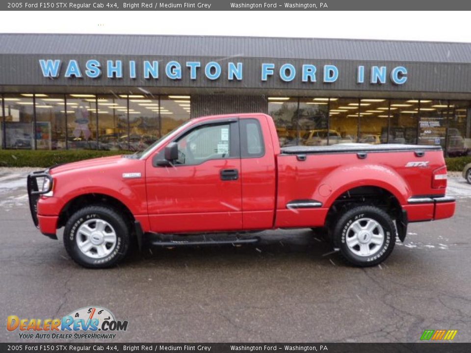 2005 Ford F150 STX Regular Cab 4x4 Bright Red / Medium Flint Grey Photo #1