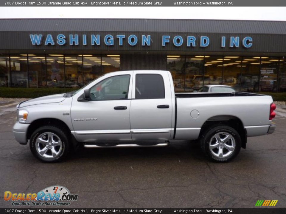 2007 Dodge Ram 1500 Laramie Quad Cab 4x4 Bright Silver Metallic / Medium Slate Gray Photo #1