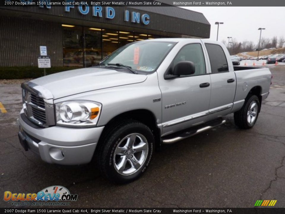 2007 Dodge Ram 1500 Laramie Quad Cab 4x4 Bright Silver Metallic / Medium Slate Gray Photo #6