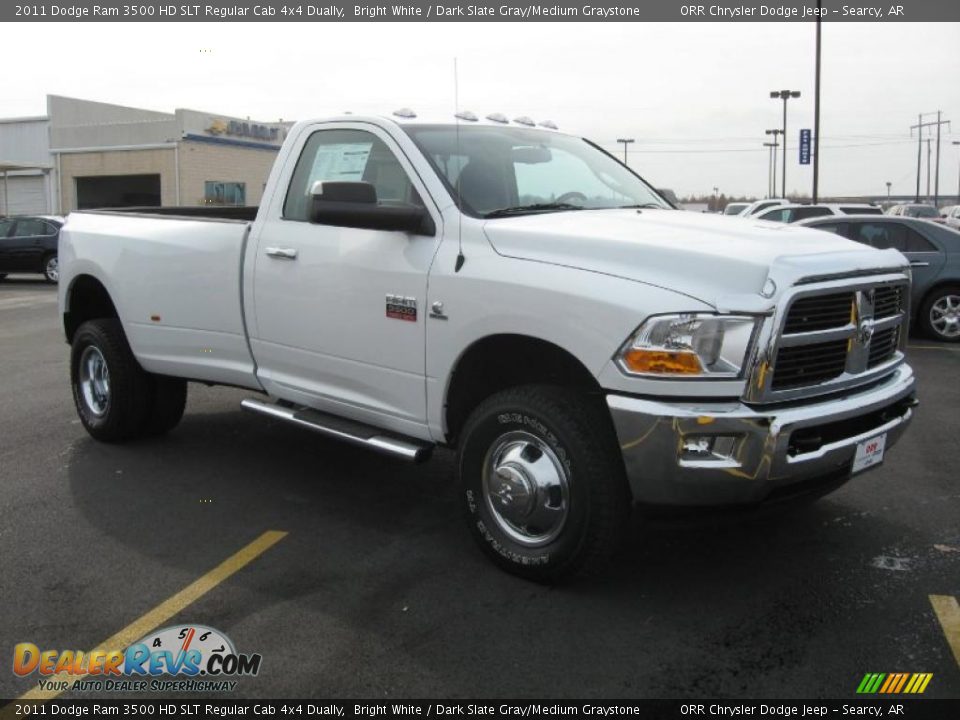 2011 Dodge Ram 3500 HD SLT Regular Cab 4x4 Dually Bright White / Dark Slate Gray/Medium Graystone Photo #3