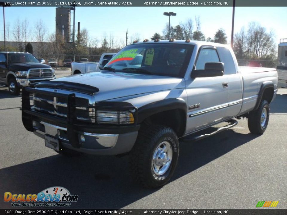 2001 Dodge Ram 2500 SLT Quad Cab 4x4 Bright Silver Metallic / Agate Photo #1