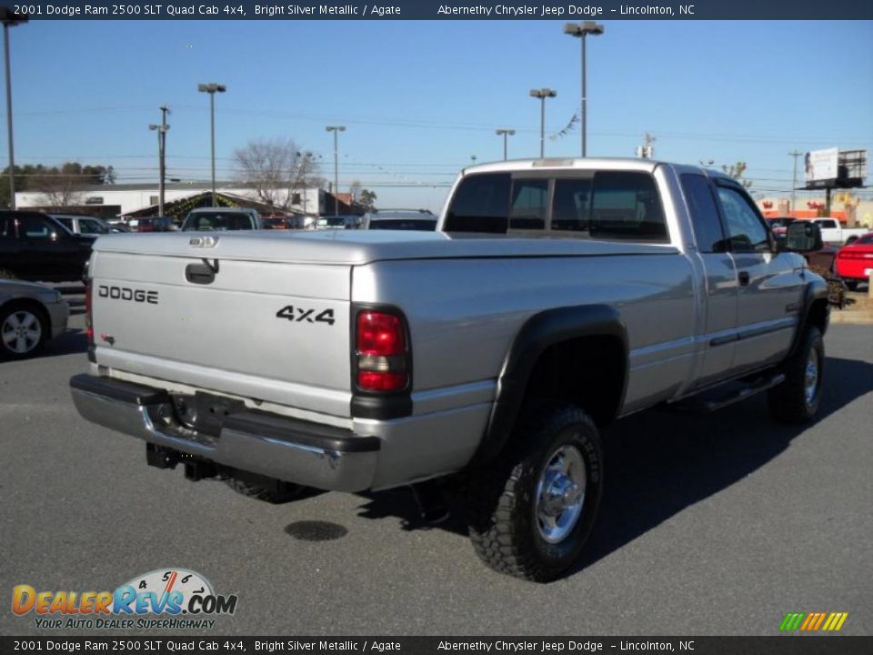 2001 Dodge Ram 2500 SLT Quad Cab 4x4 Bright Silver Metallic / Agate Photo #4