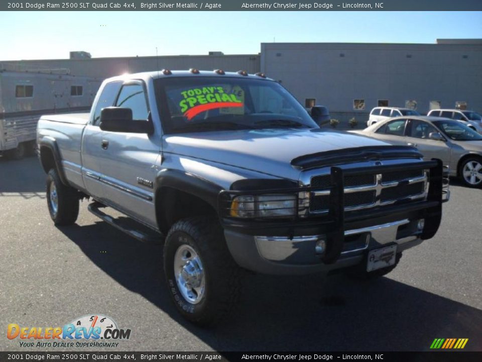 2001 Dodge Ram 2500 SLT Quad Cab 4x4 Bright Silver Metallic / Agate Photo #5