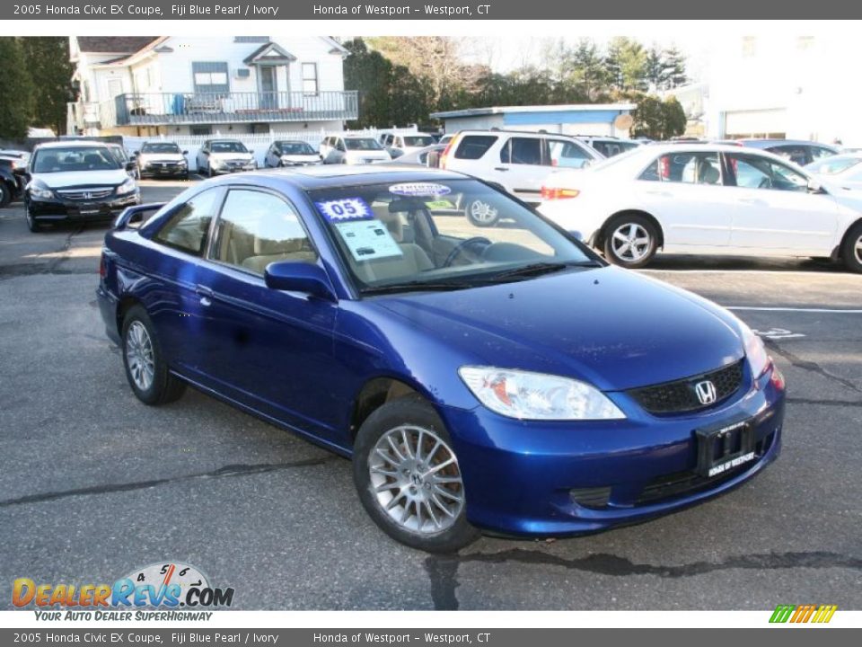 2005 Honda Civic EX Coupe Fiji Blue Pearl / Ivory Photo 3