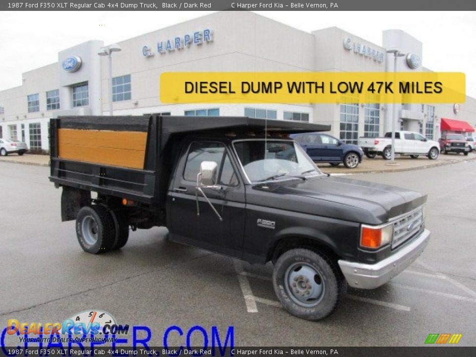 1987 Ford F350 XLT Regular Cab 4x4 Dump Truck Black / Dark Red Photo #1