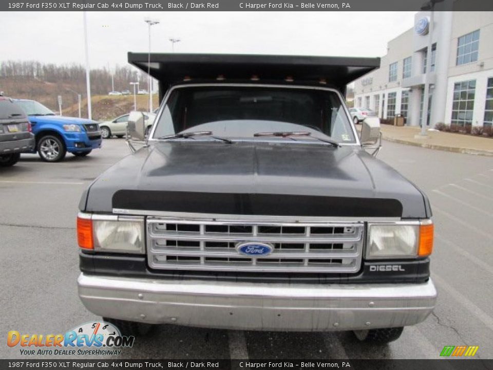 1987 Ford F350 XLT Regular Cab 4x4 Dump Truck Black / Dark Red Photo #4
