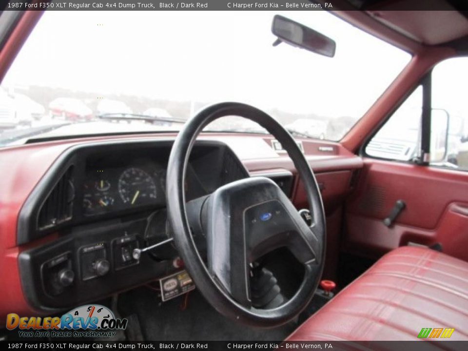 1987 Ford F350 XLT Regular Cab 4x4 Dump Truck Black / Dark Red Photo #12