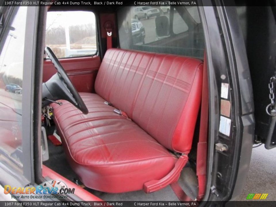 1987 Ford F350 XLT Regular Cab 4x4 Dump Truck Black / Dark Red Photo #14