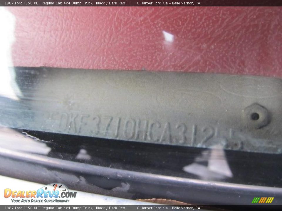 1987 Ford F350 XLT Regular Cab 4x4 Dump Truck Black / Dark Red Photo #15