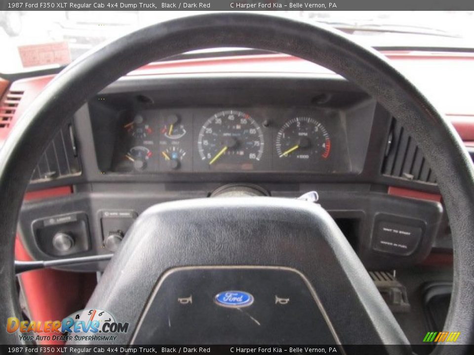 1987 Ford F350 XLT Regular Cab 4x4 Dump Truck Black / Dark Red Photo #16