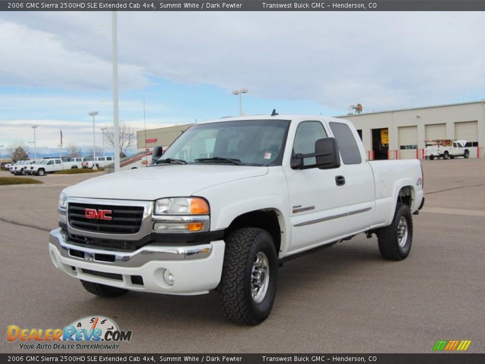 2006 GMC Sierra 2500HD SLE Extended Cab 4x4 Summit White / Dark Pewter Photo #7