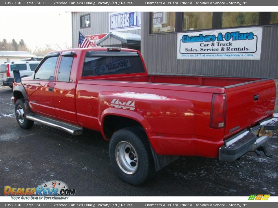 1997 GMC Sierra 3500 SLE Extended Cab 4x4 Dually Victory Red / Neutral Photo #9