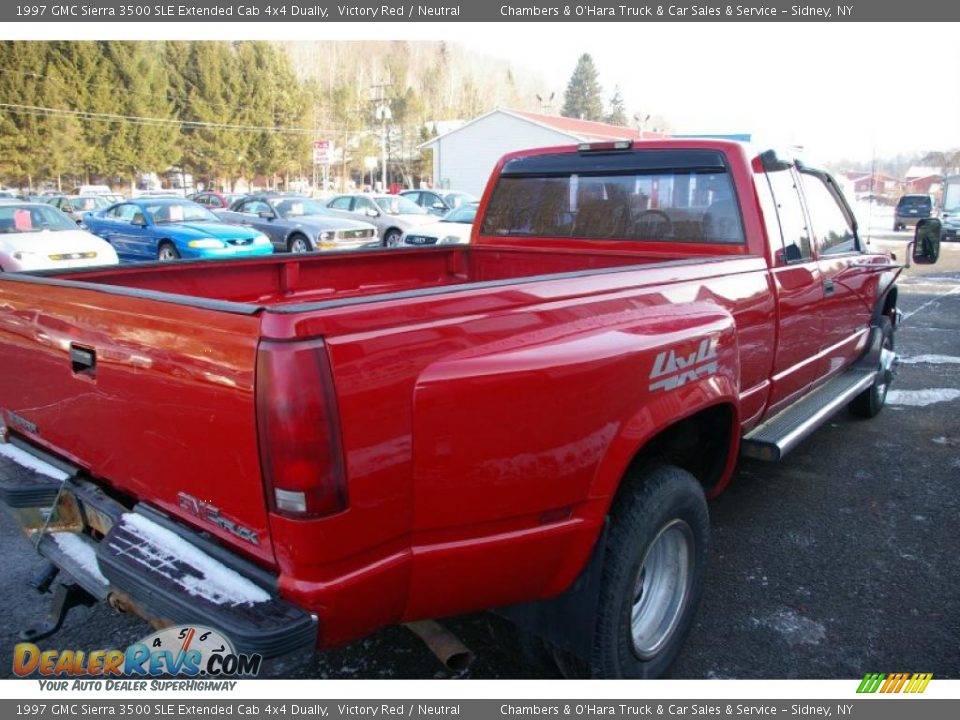 1997 GMC Sierra 3500 SLE Extended Cab 4x4 Dually Victory Red / Neutral Photo #10