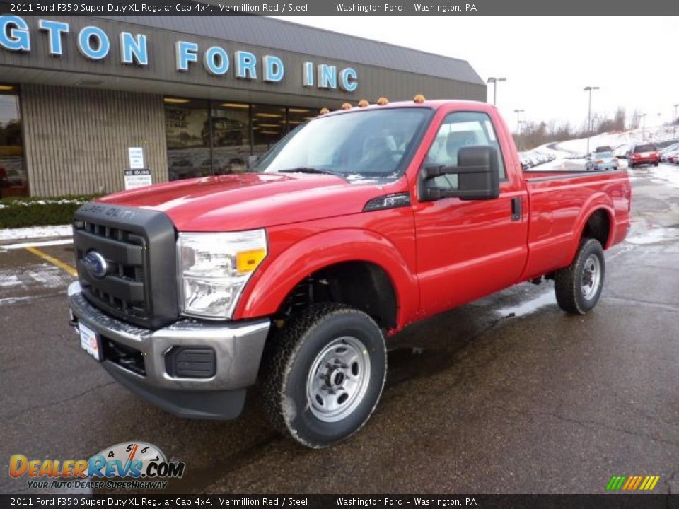 2011 Ford F350 Super Duty XL Regular Cab 4x4 Vermillion Red / Steel Photo #8