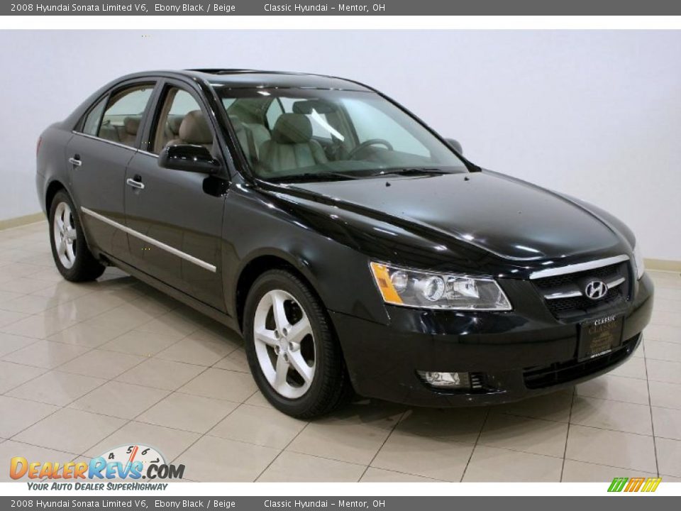 2008 Hyundai Sonata Limited V6 Ebony Black / Beige Photo #1 ...