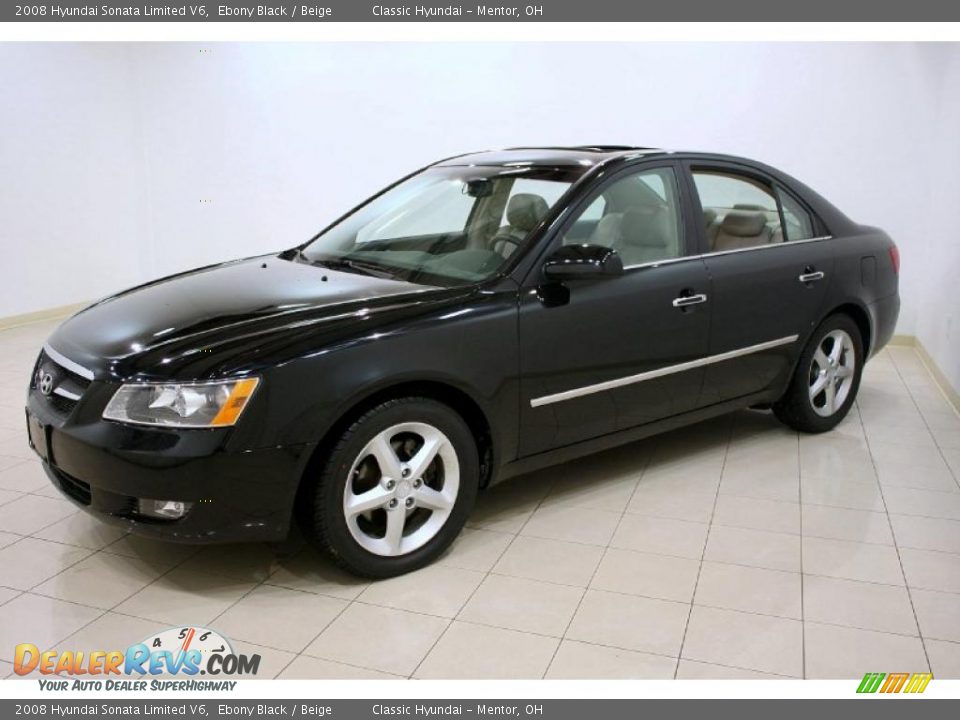 2008 Hyundai Sonata Limited V6 Ebony Black / Beige Photo #3