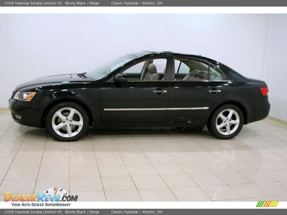 2008 Hyundai Sonata Limited V6 Ebony Black / Beige Photo #4