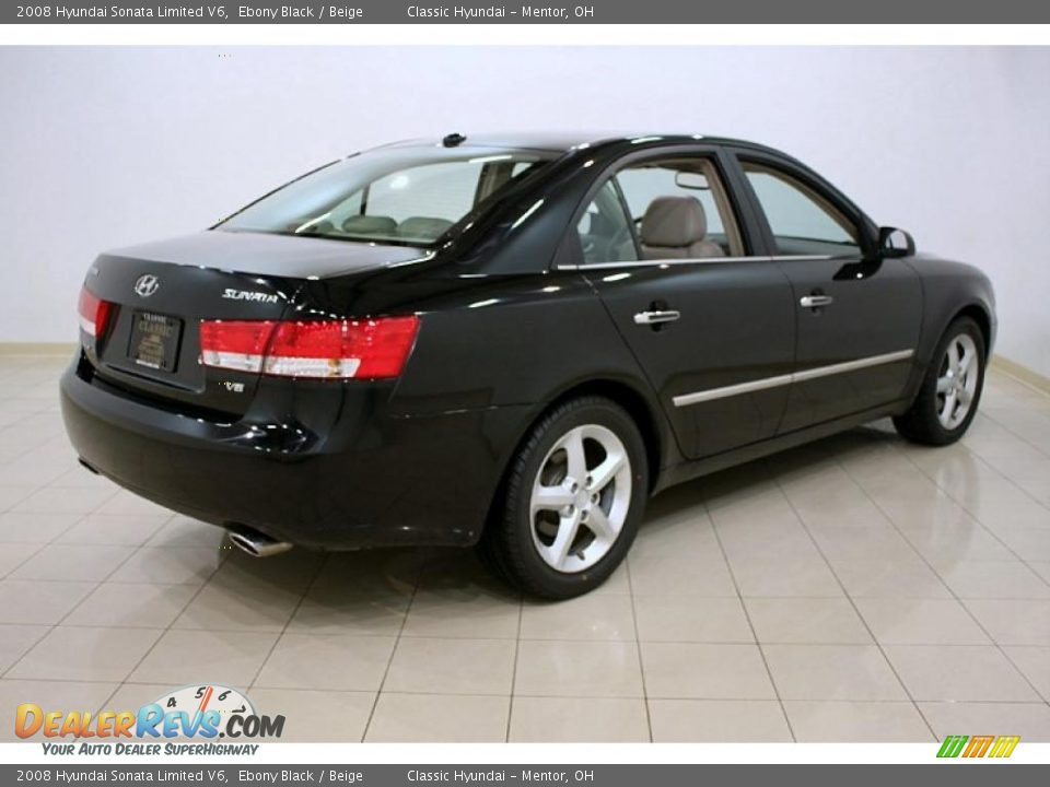 2008 Hyundai Sonata Limited V6 Ebony Black / Beige Photo #6